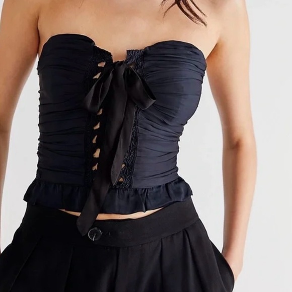 NWOT Free People Aurelia Silky Corset Crop Top - Picture 2 of 4